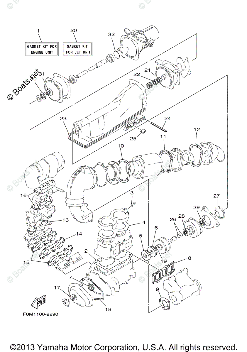 Yamaha Waverunner 2000 OEM Parts Diagram for Repair Kit 1 | Boats.net