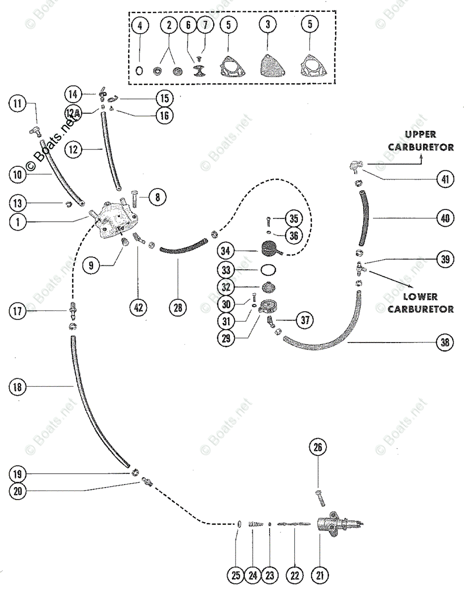 Mercury Outboard 70HP OEM Parts Diagram for Fuel Pump, Fuel Filter and
