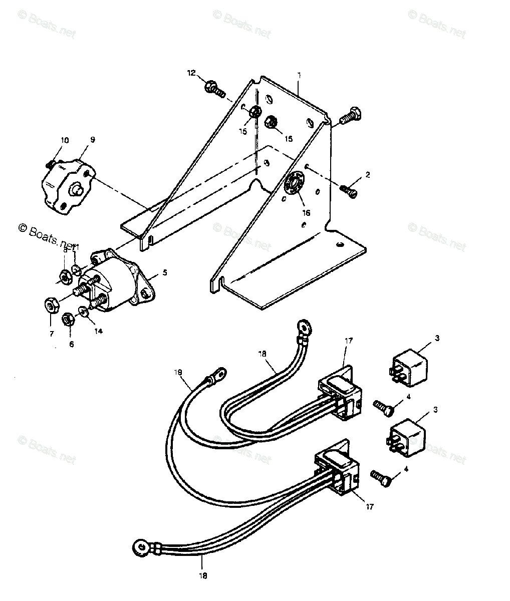 Force Outboard 1989 OEM Parts Diagram for TRIM PUMP BRACKET AND RELAYS