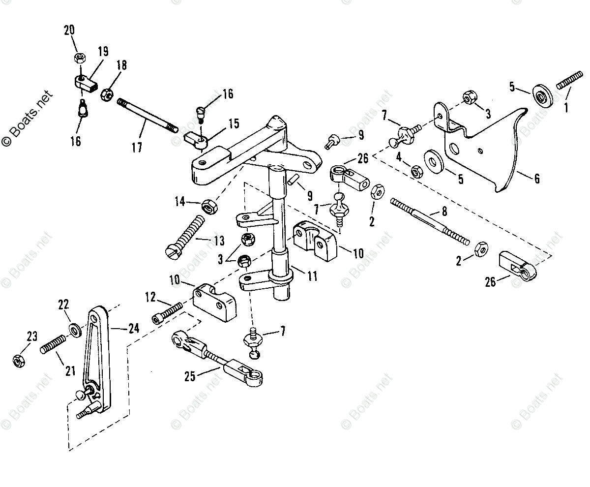 Force Outboard 1995 OEM Parts Diagram for Shift & Throttle Linkage