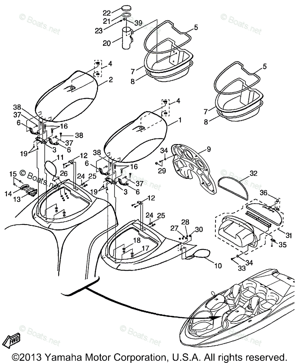 Yamaha Boats 1999 OEM Parts Diagram for Helm