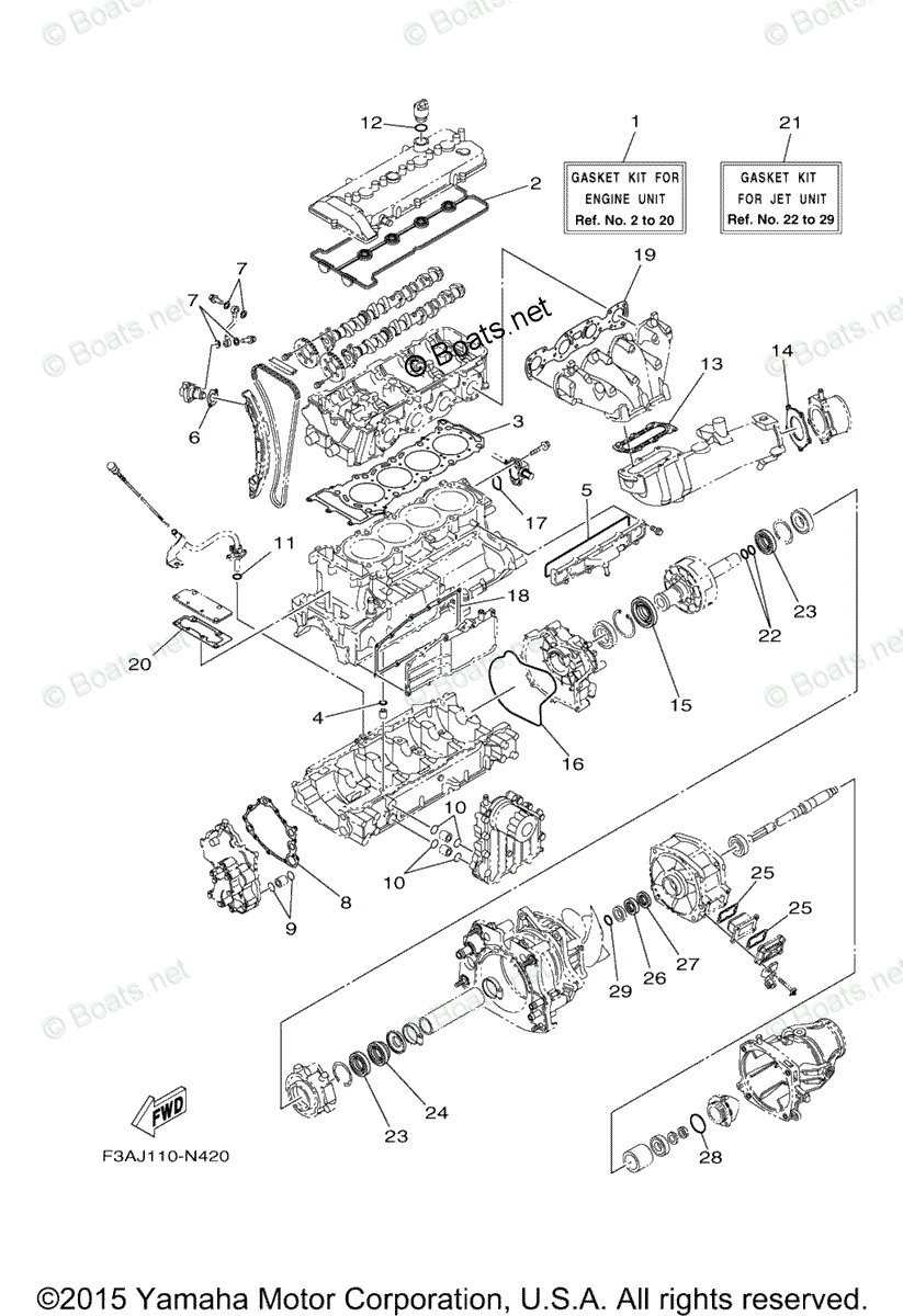 Yamaha Boats 2016 OEM Parts Diagram for Repair Kit 1