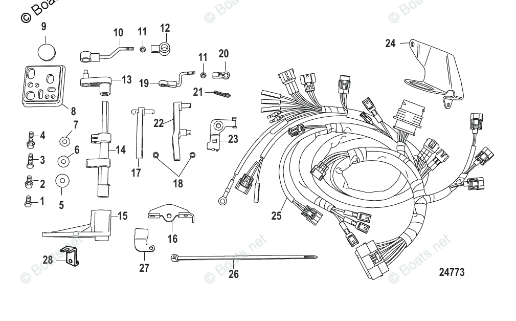 Mercury Mercury & Mariner Outboard Parts by HP & Liter 25HP OEM Parts Diagram for RC Conversion
