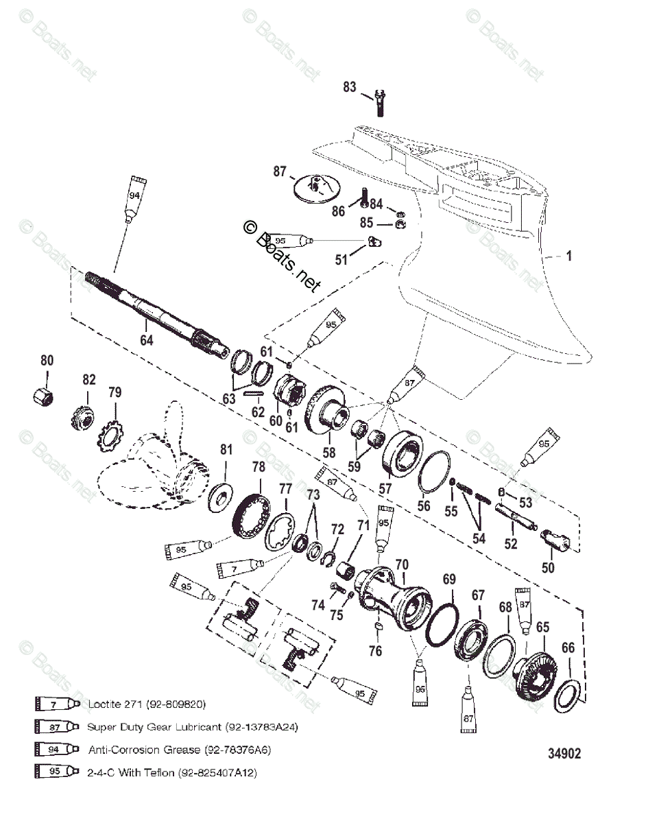 Mercury Outboard 200HP OEM Parts Diagram for Gear Housing, Propeller ...