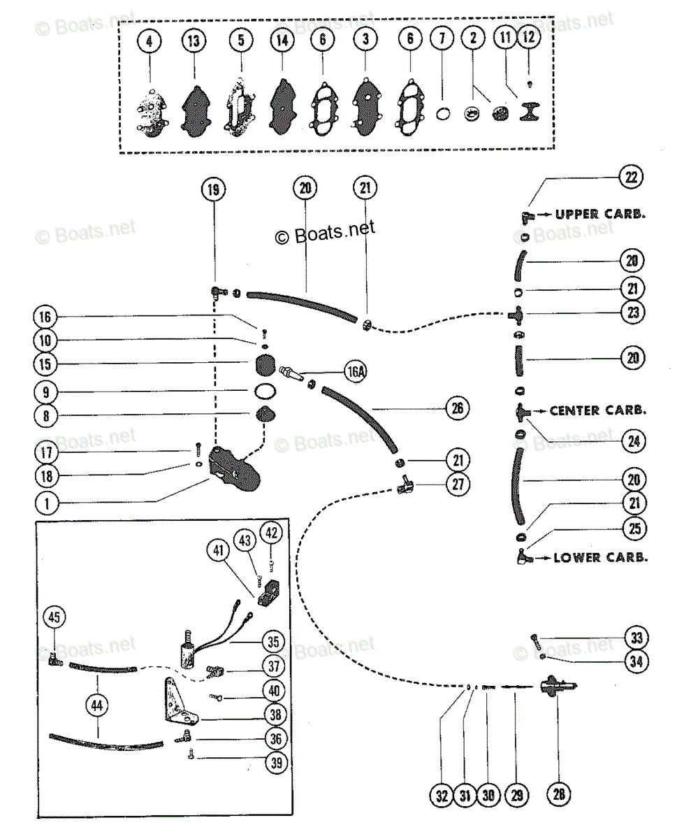 Mercury Outboard 115HP OEM Parts Diagram for Fuel Pump and Fuel Line