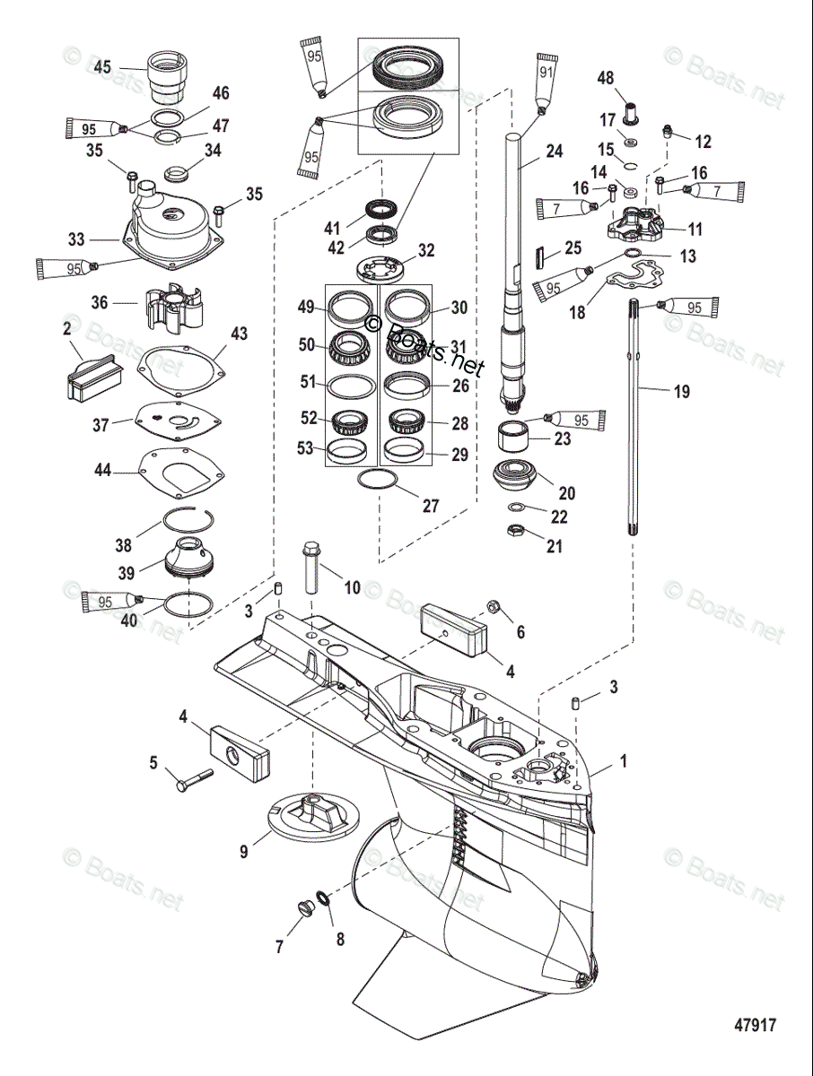 mercury-outboard-250hp-oem-parts-diagram-for-gear-housing-driveshaft