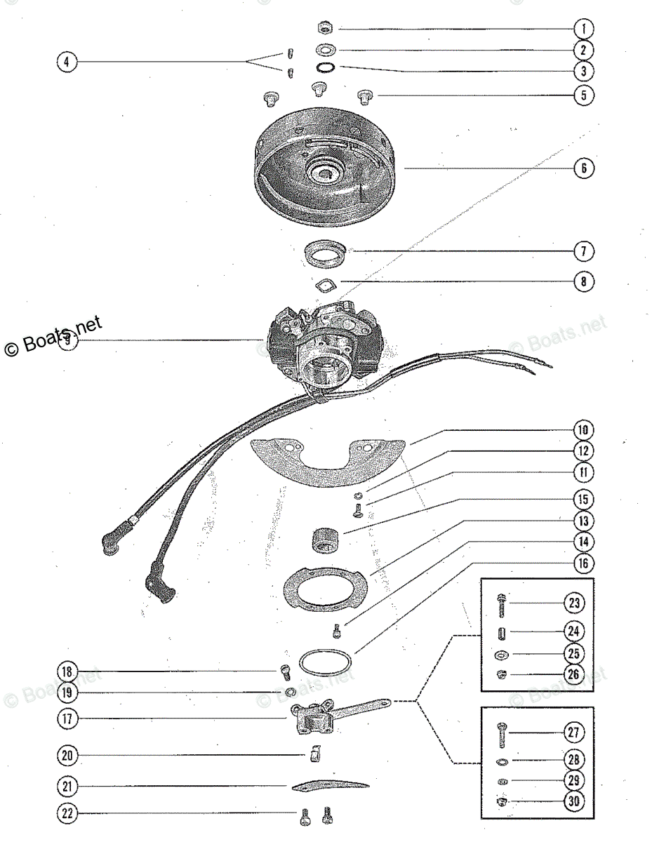 Mercury Outboard 9.8HP OEM Parts Diagram for Flywheel Assembly and ...