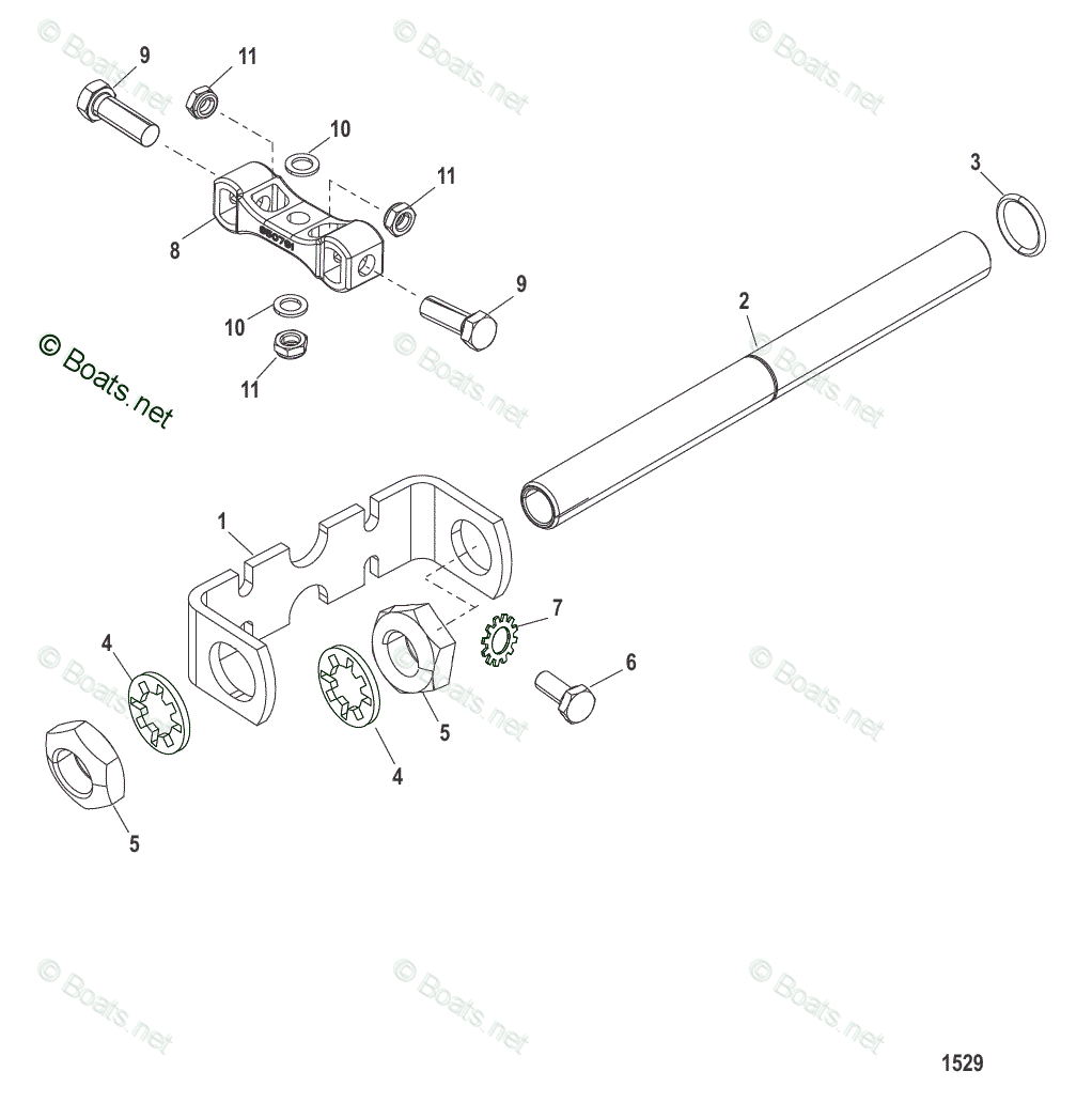 Mercury Outboard 150HP OEM Parts Diagram for STEERING ATTACHING KIT