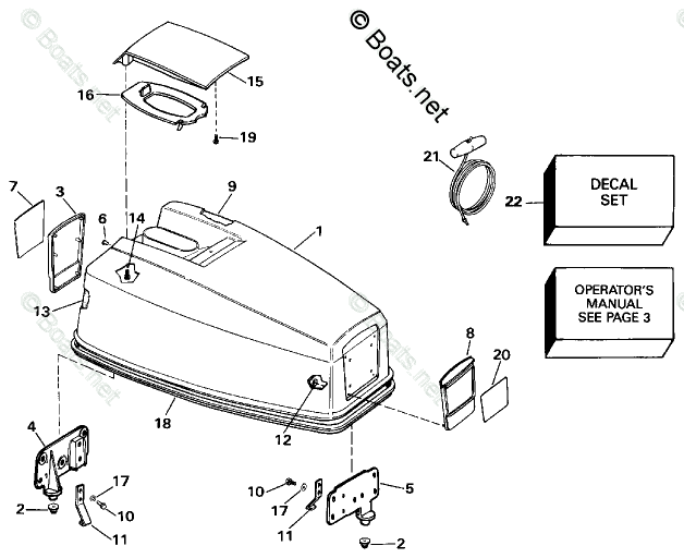Evinrude Outboard Parts by HP 48HP OEM Parts Diagram for Engine Cover