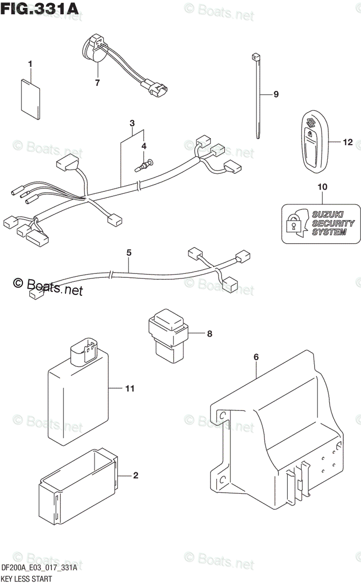 Suzuki Outboard 2017 OEM Parts Diagram for KEY LESS START (DF200AT E03 ...
