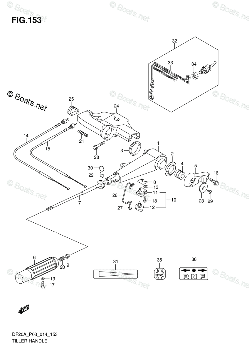 Suzuki Outboard 2014 OEM Parts Diagram for TILLER HANDLE (DF20A P03