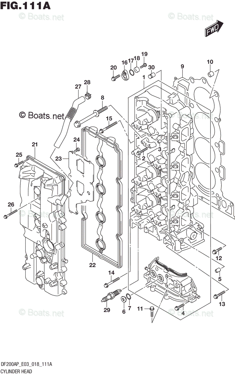 Suzuki Outboard Parts by Year 2018 OEM Parts Diagram for CYLINDER HEAD