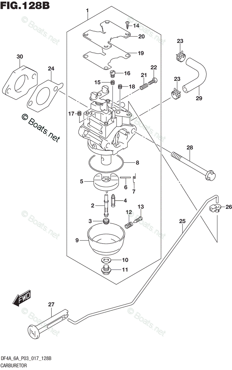 Suzuki Outboard 2017 OEM Parts Diagram for CARBURETOR (DF6A P03