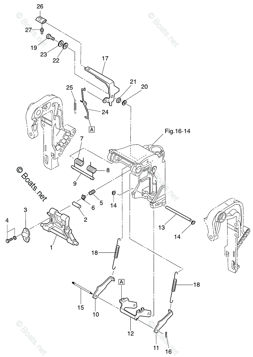 Nissan Outboard 2014 Oem Parts Diagram For Manual Tilt (efo Epo Model 