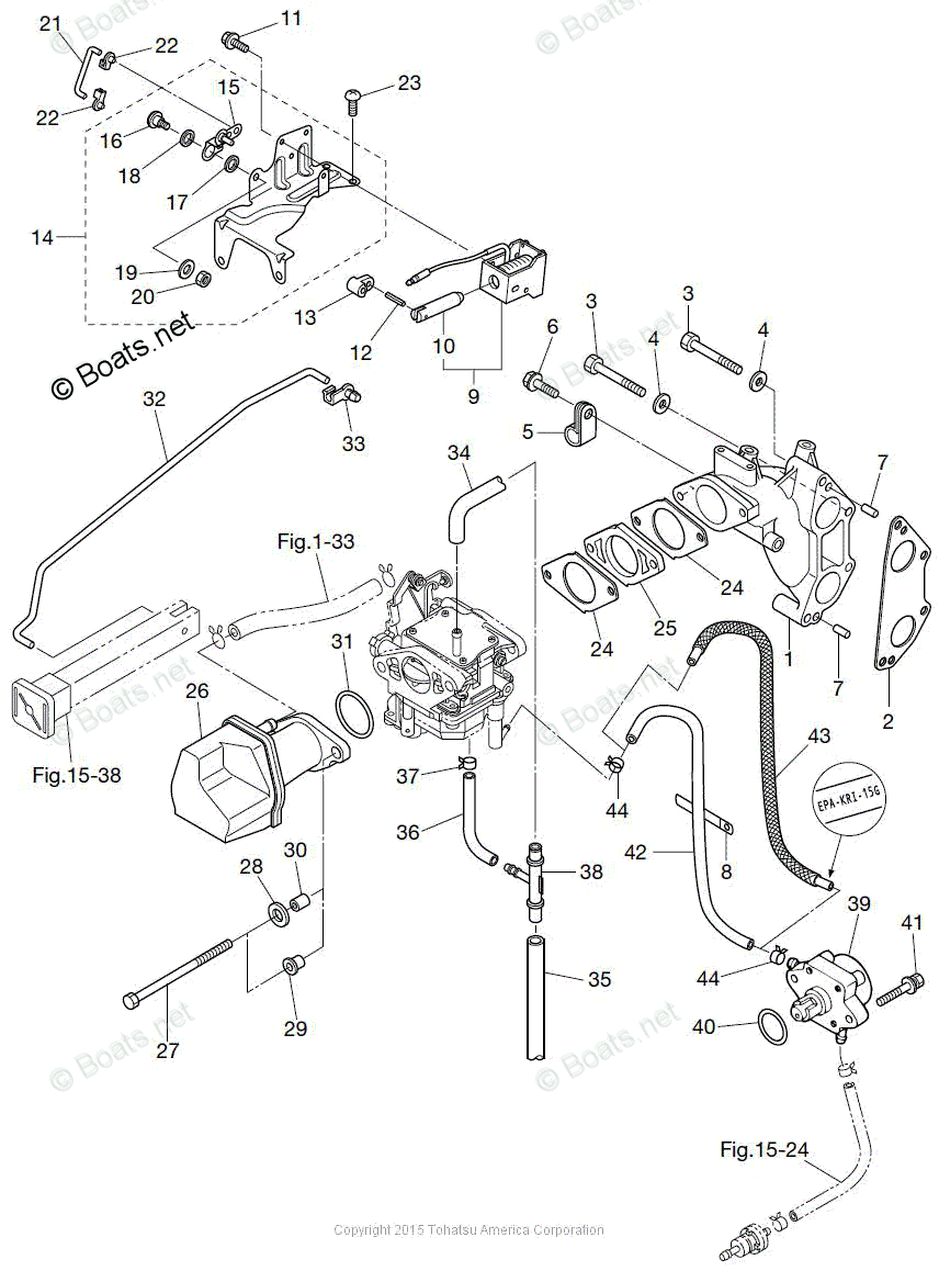 Tohatsu Outboard 2012 OEM Parts Diagram for INTAKE MANIFOLD & FUEL PUMP ...