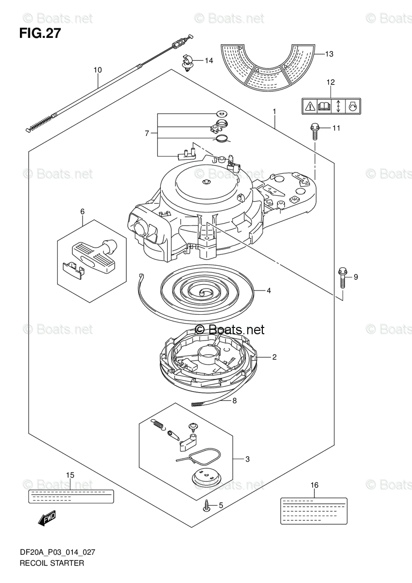Suzuki Outboard 2014 OEM Parts Diagram for RECOIL STARTER (DF9.9B P03
