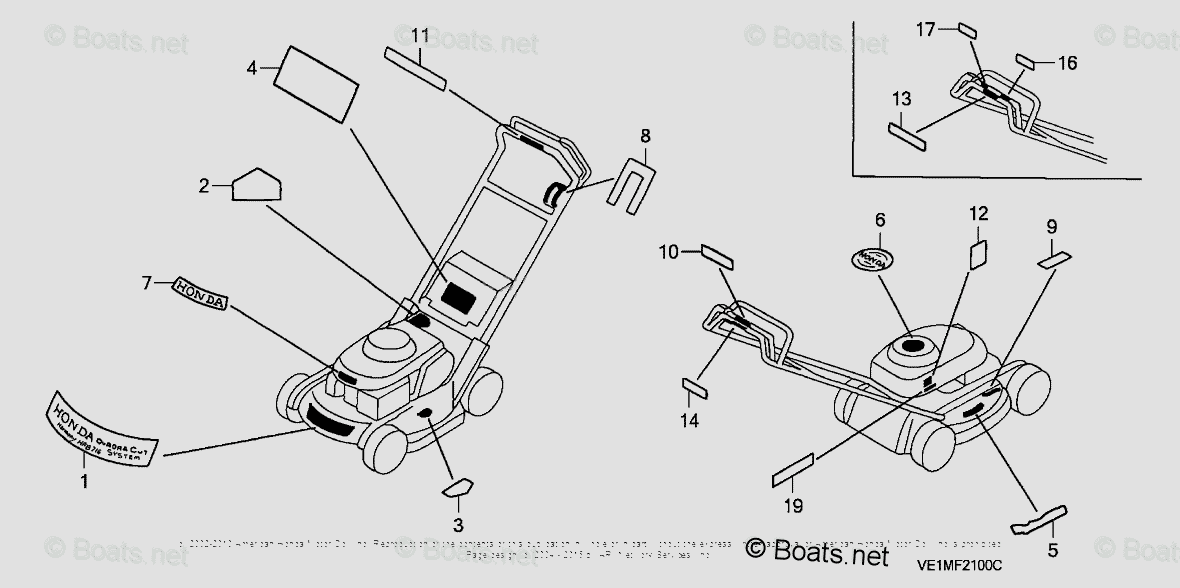 Honda Lawn Mowers HRB216 TDA VIN MAAA 1000001 OEM Parts Diagram