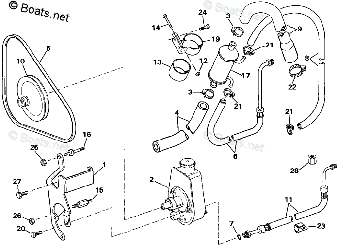 OMC Sterndrive 7.40L 454 CID V8 OEM Parts Diagram for Power Steering