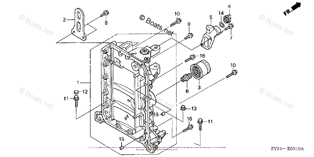 Honda Outboard 2004 OEM Parts Diagram for CRANKCASE | Boats.net