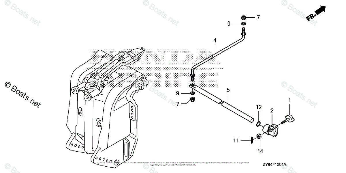 Honda Outboard 2007 And Later OEM Parts Diagram for STEERING