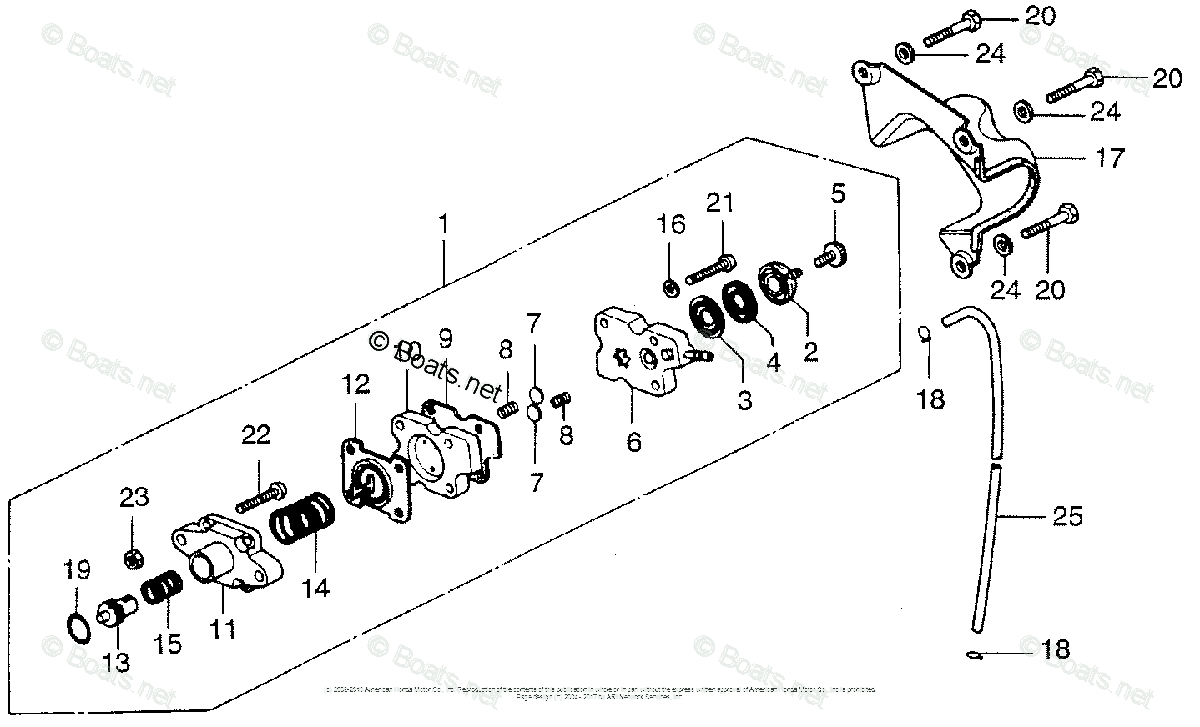 Honda Outboard Pre 1997 OEM Parts Diagram for FUEL PUMP + COVER