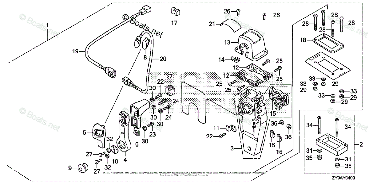 Honda Outboard Pre - 1997 OEM Parts Diagram for Remote Control (Top ...