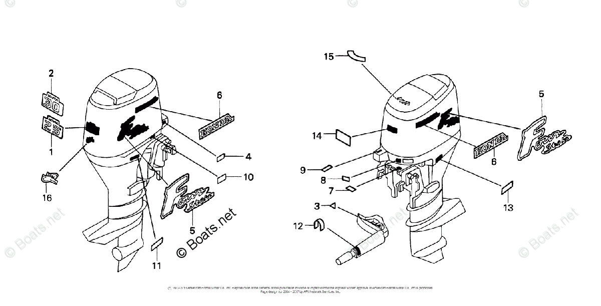 Honda Outboard 1998 OEM Parts Diagram for Marks | Boats.net