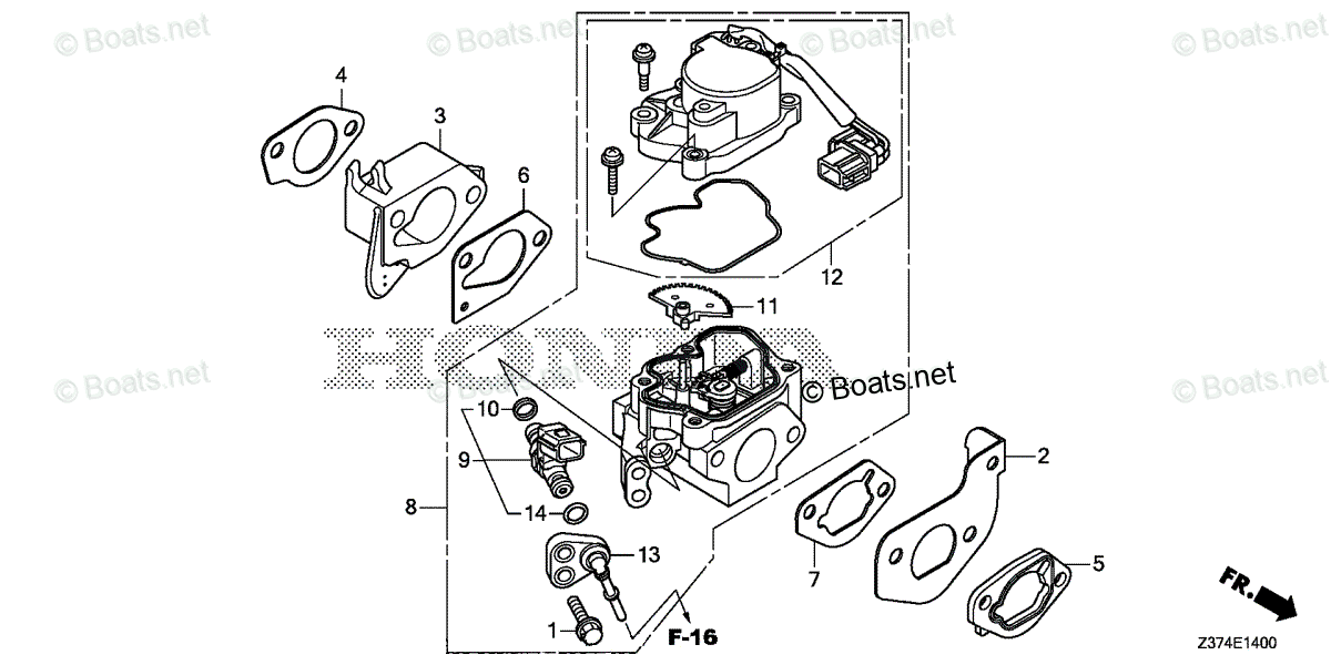 Honda Generators EU7000ISN AT1/A VIN EEJD1200001 OEM Parts Diagram for THROTTLE BODY
