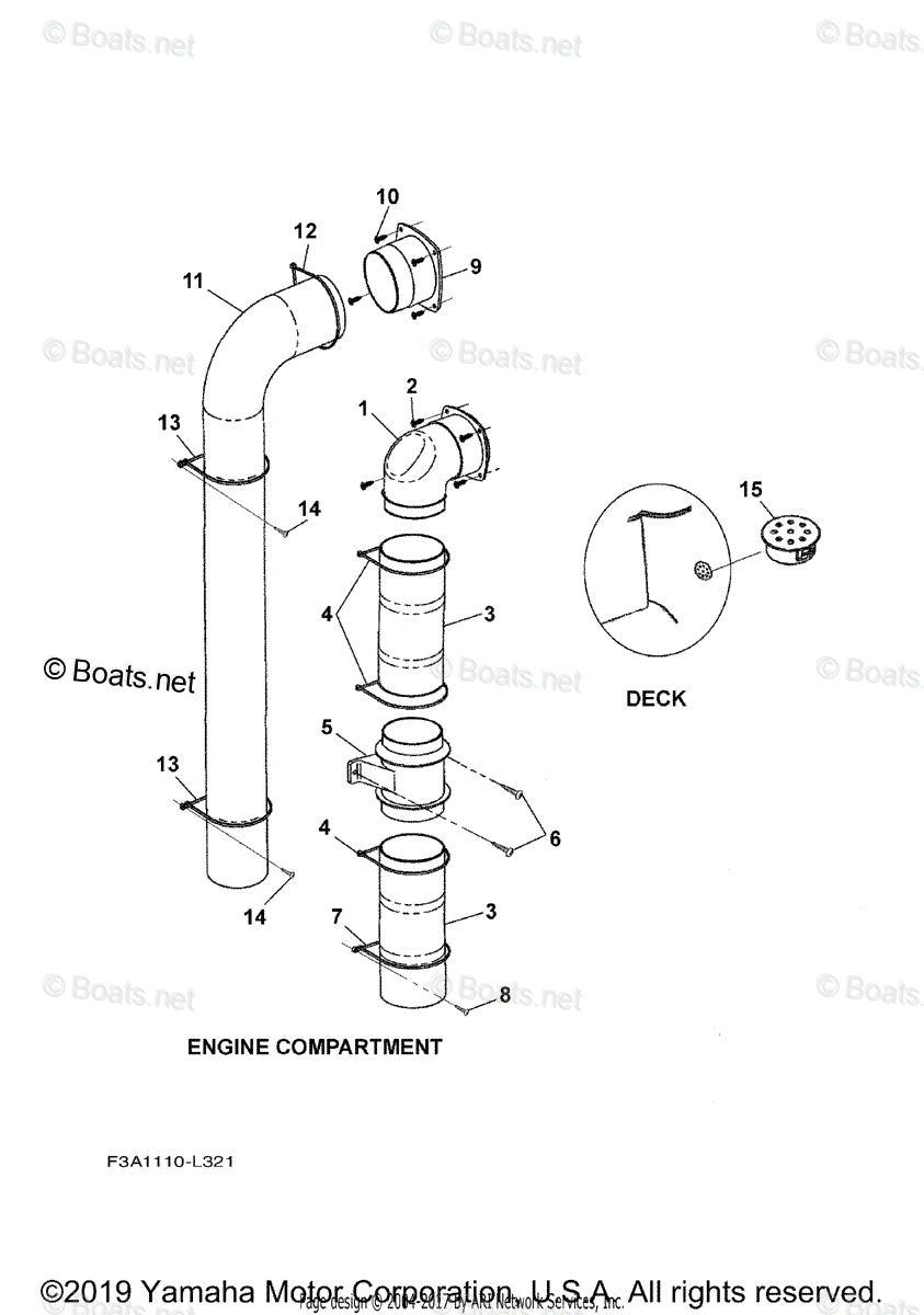 Yamaha Boats 2018 OEM Parts Diagram for Ventilation System