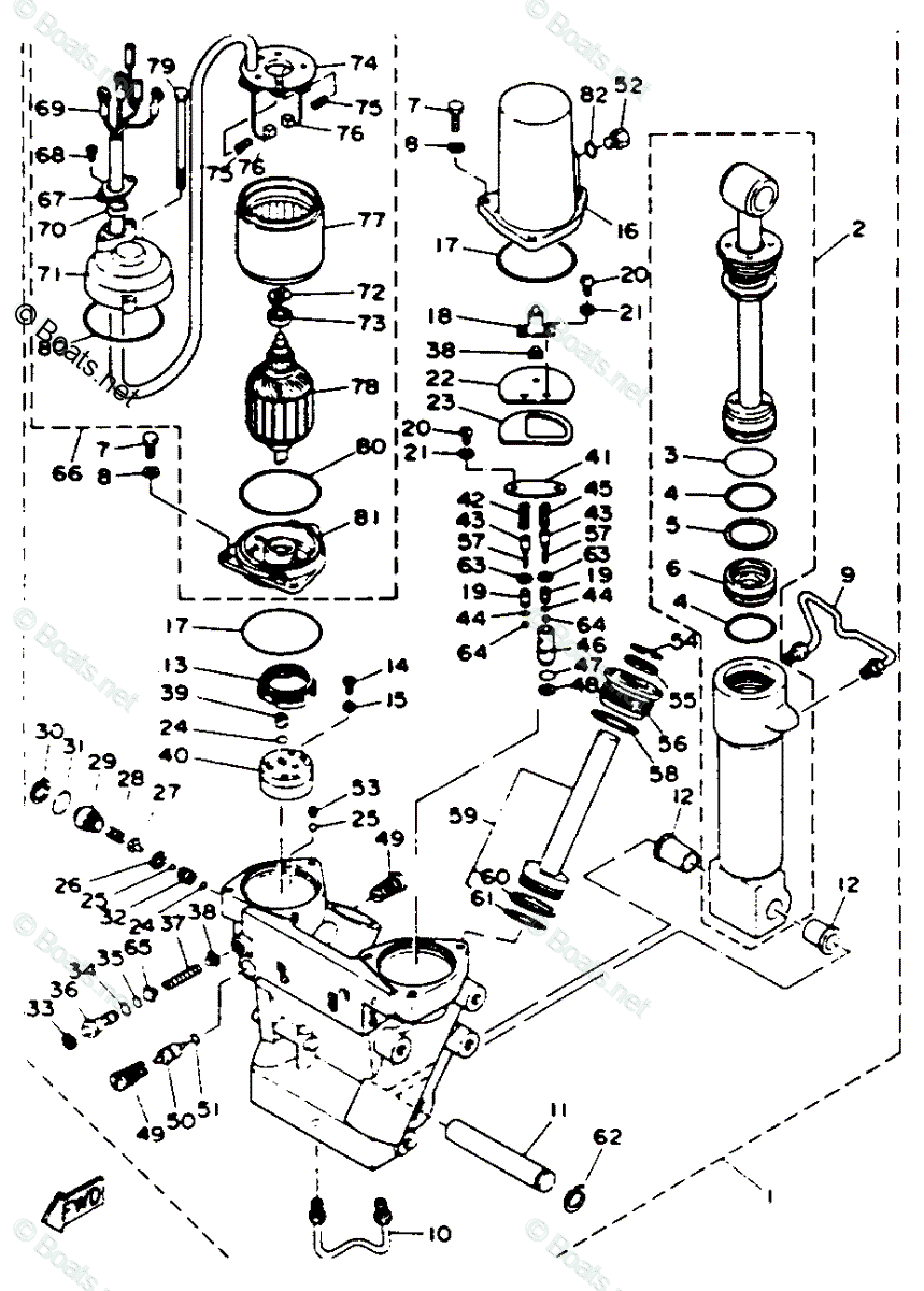 Yamaha Outboard 1993 OEM Parts Diagram for POWER TRIM & TILT ASSEMBLY ...