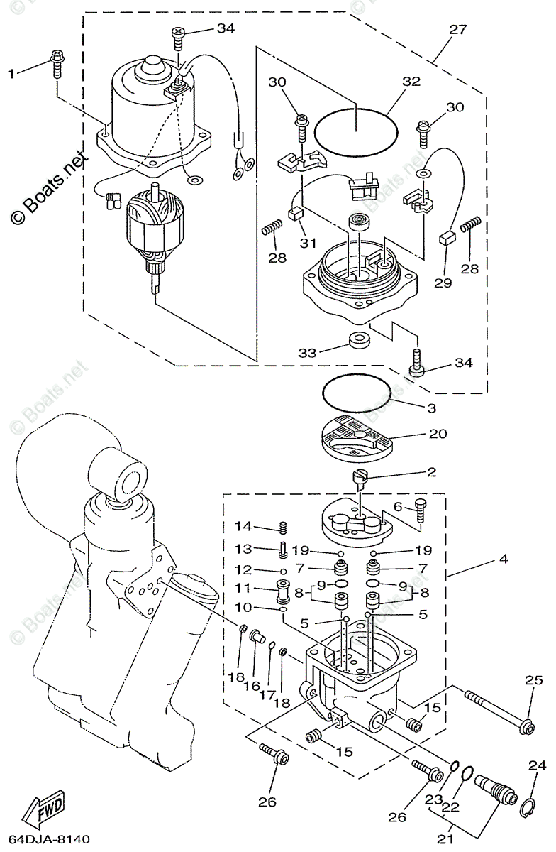 Yamaha Outboard 1999 OEM Parts Diagram for Power Trim Tilt