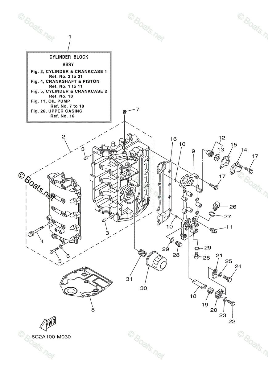 Yamaha Outboard 2014 Oem Parts Diagram For Cylinder Crankcase 1 