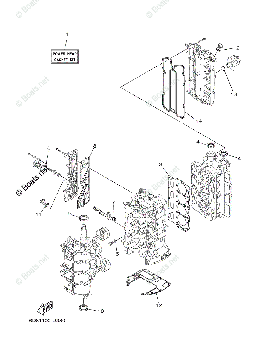 Yamaha Outboard 2005 OEM Parts Diagram for Repair Kit 1