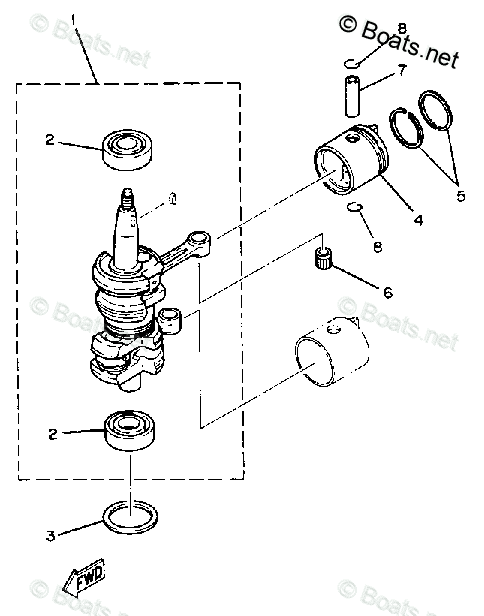 Yamaha Outboard 1985 OEM Parts Diagram for Crank & Piston | Boats.net