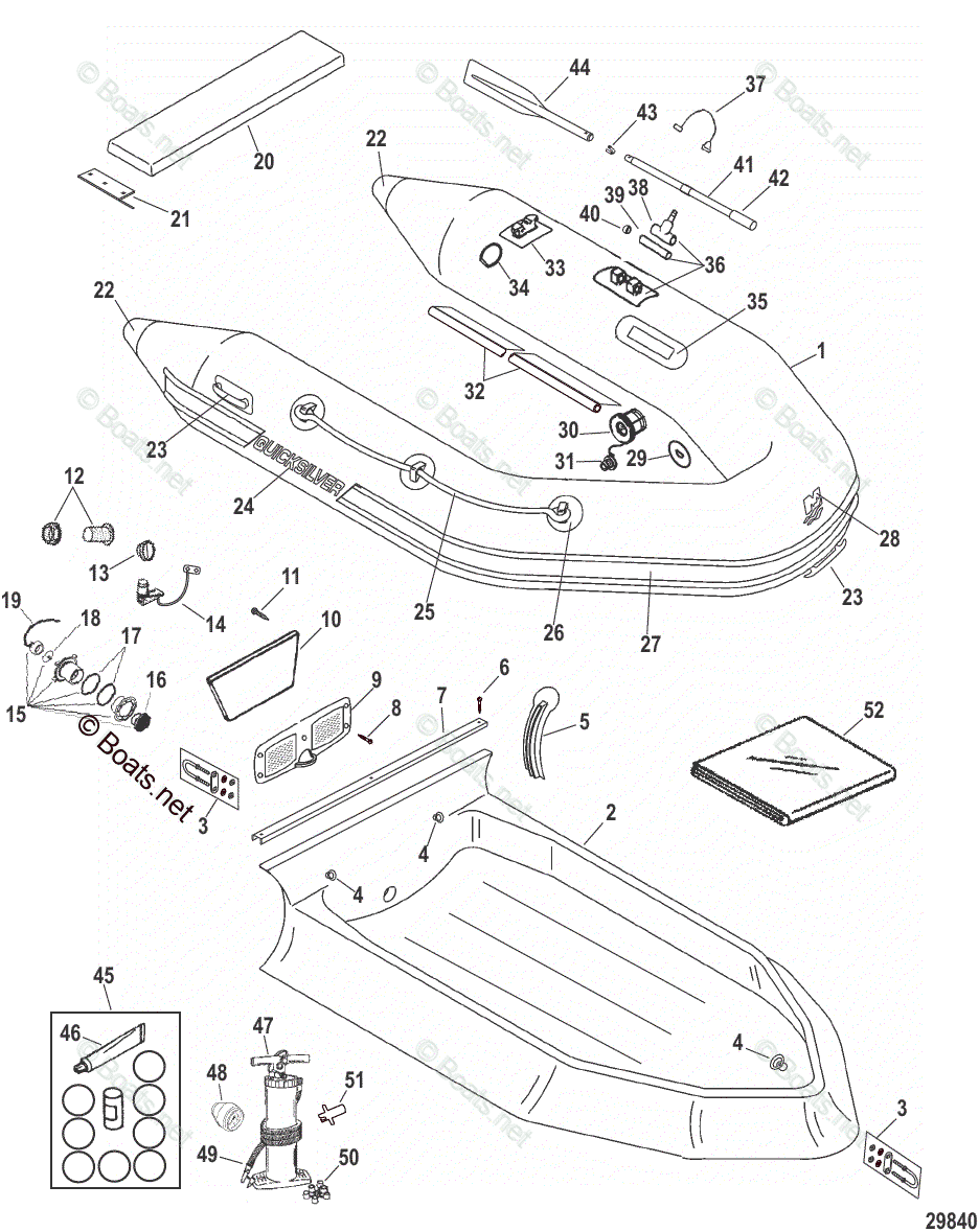 Mercury Inflatable Boats 2009 OEM Parts Diagram for Dynamic Inflatables