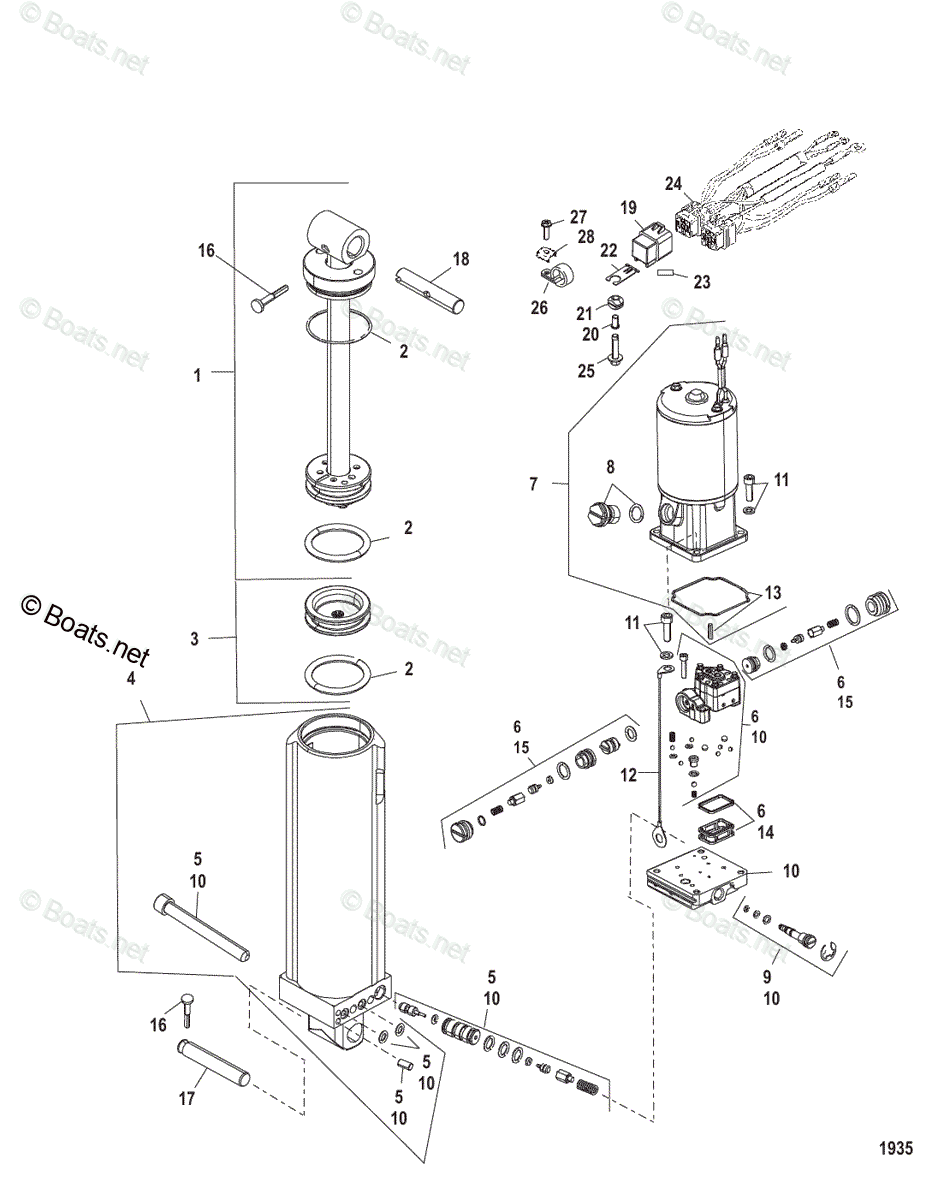 Mercury Outboard 90HP OEM Parts Diagram for Power Trim Components ...