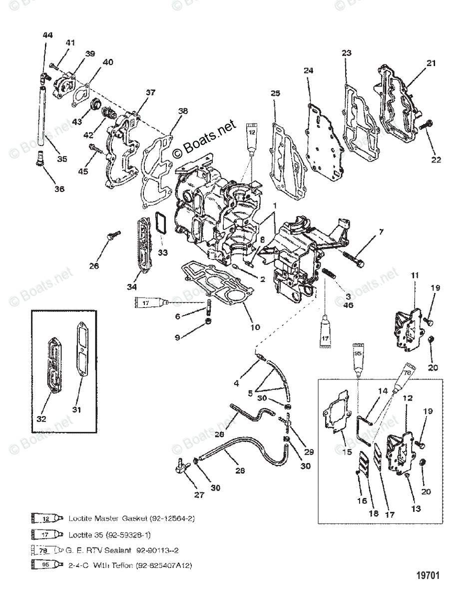 Mercury Outboard 9.9HP OEM Parts Diagram for Cylinder Block and Covers ...