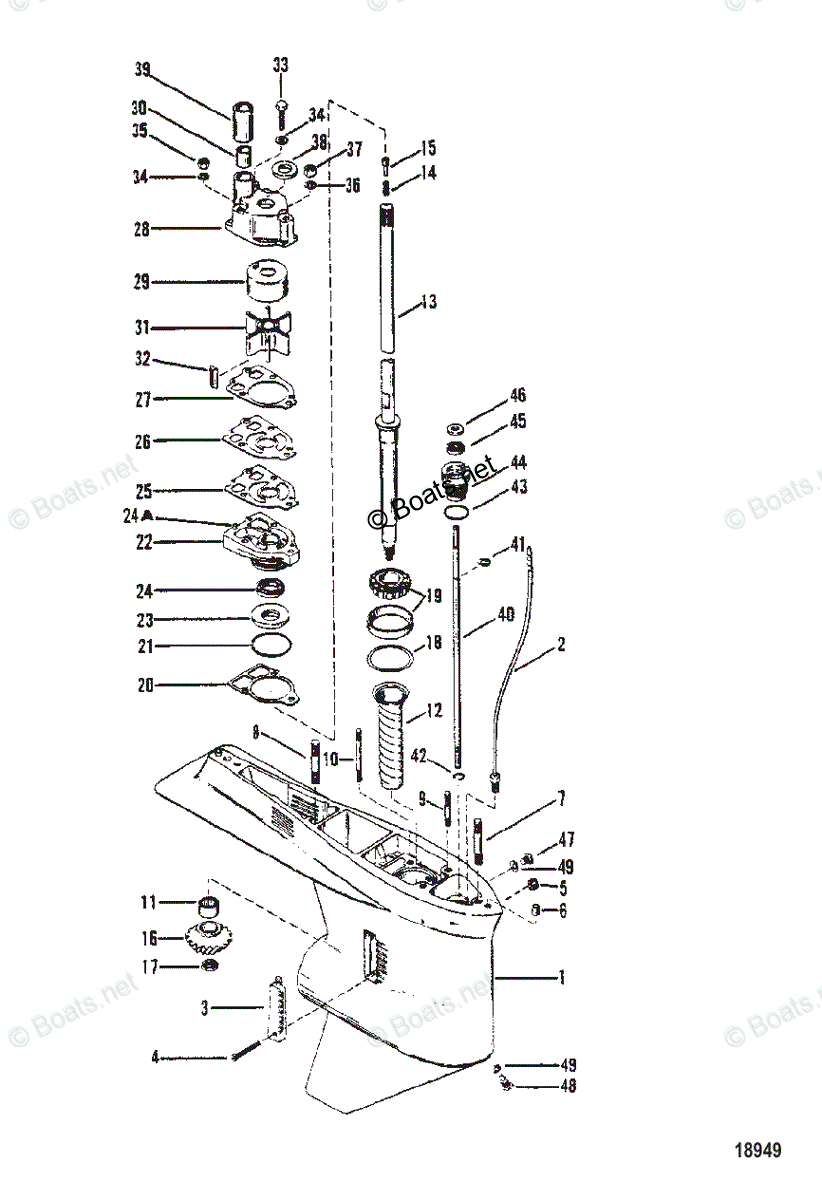 Mercury Outboard 175HP OEM Parts Diagram for Gear Housing (Drive) 2:1 ...