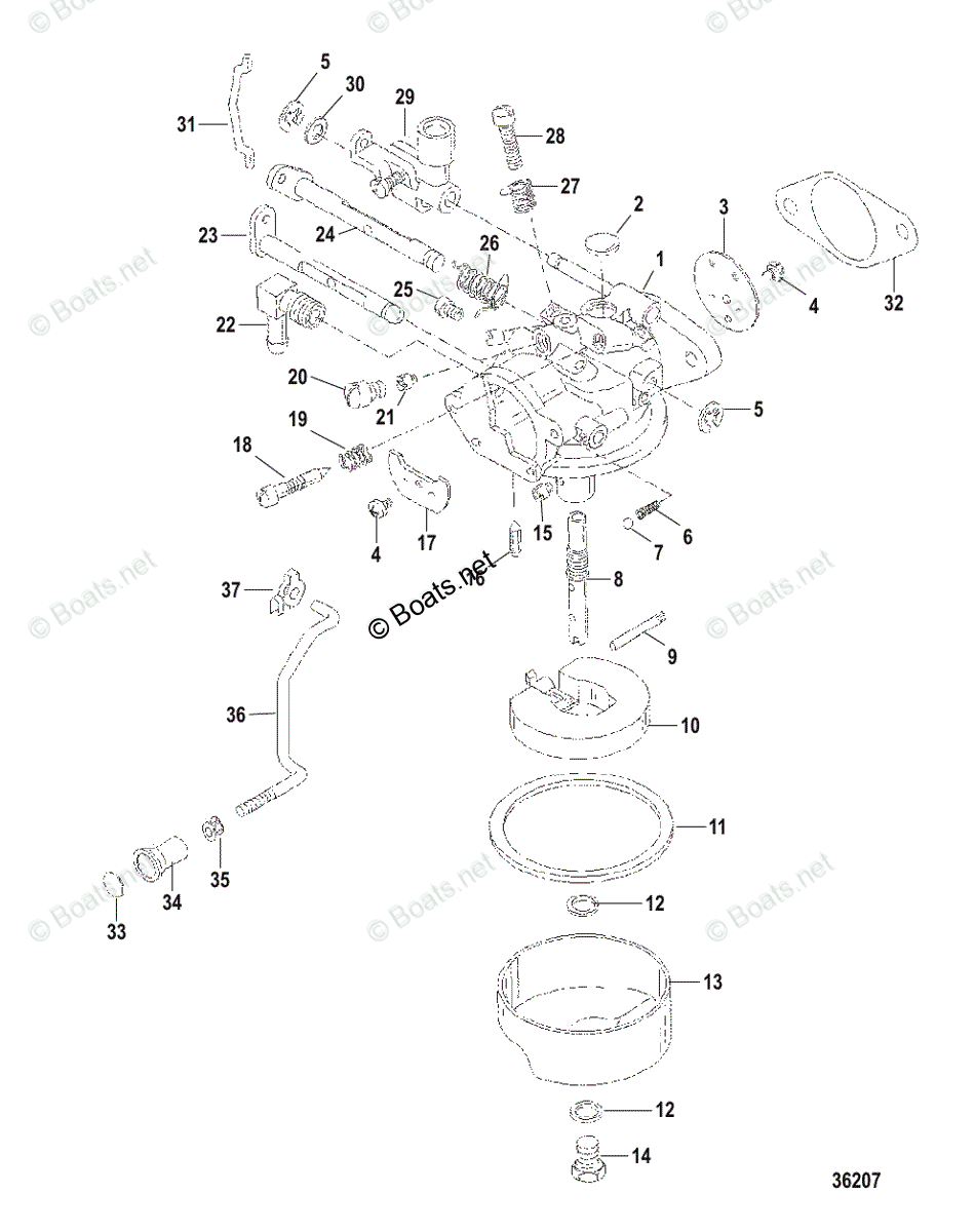 Sears Outboard 25HP OEM Parts Diagram for CARBURETOR | Boats.net