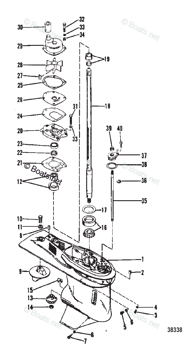 Mercury Outboard 80HP OEM Parts Diagram for Gear Housing (Driveshaft ...