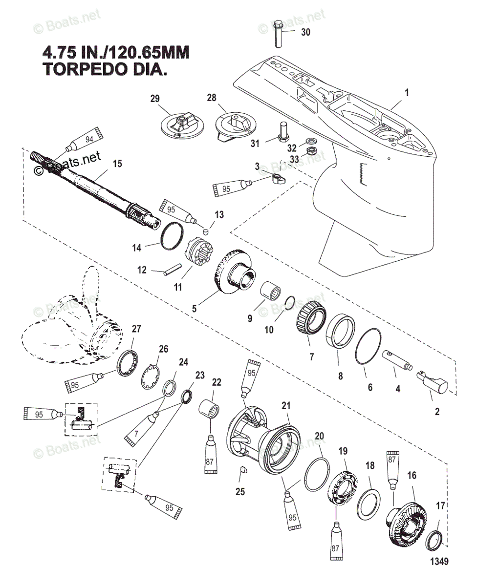 Mercury Outboard 150HP OEM Parts Diagram For Gear Housing, Propeller ...