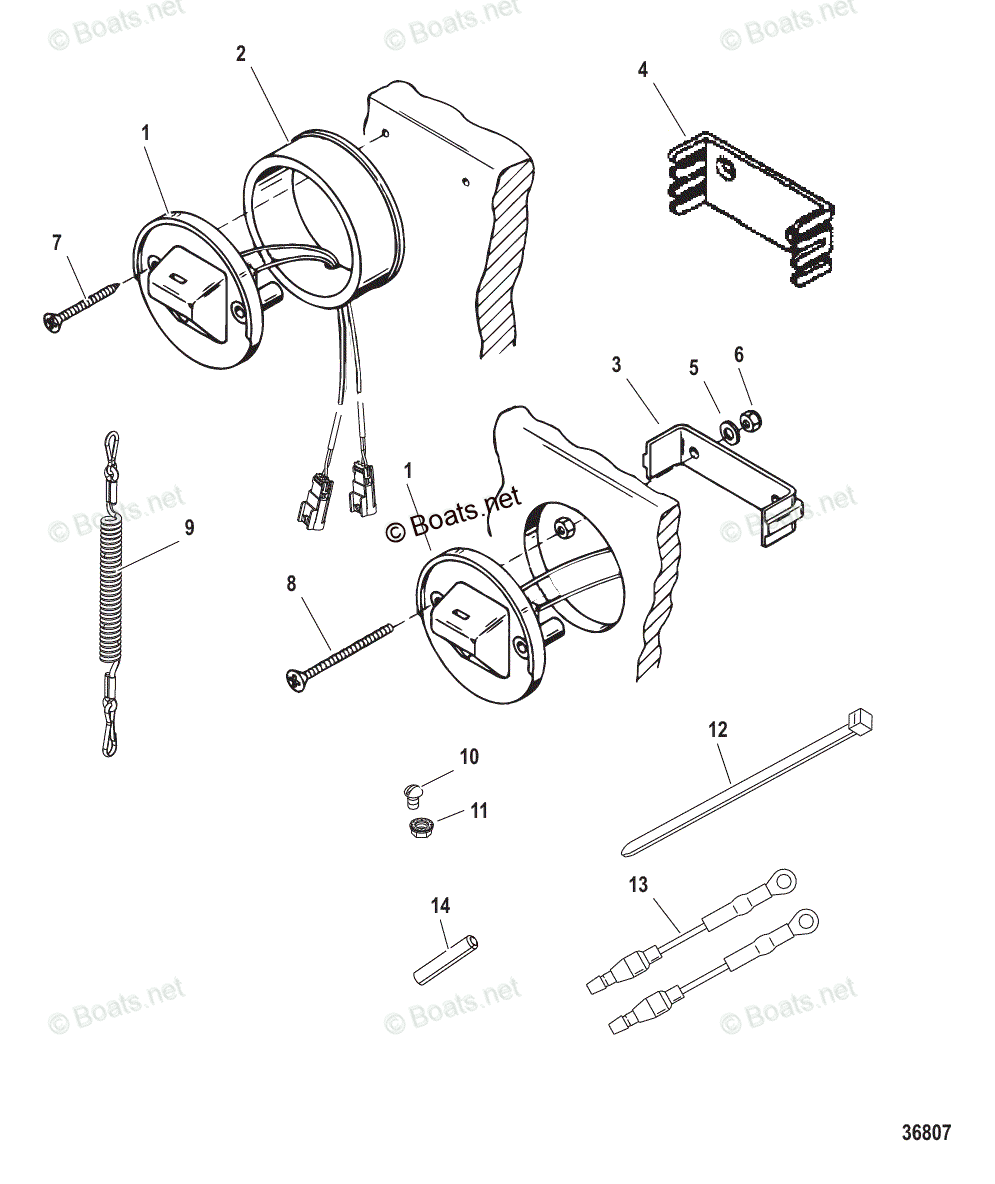 Mercury Rigging Parts & Accessories Electrical OEM Parts Diagram For ...