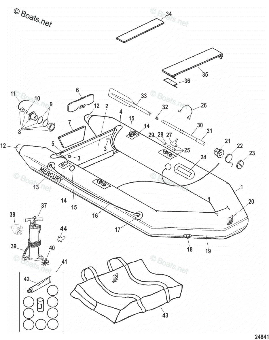 Mercury Inflatable Boats 2005 OEM Parts Diagram for Roll Up Models ...