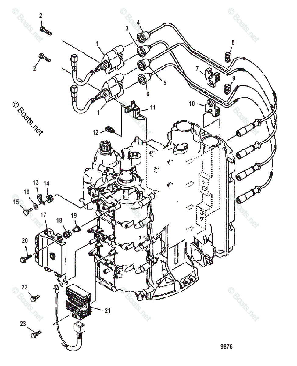 Mercury Outboard Hp Oem Parts Diagram For Electrical Components Ignition Coil And Ecu