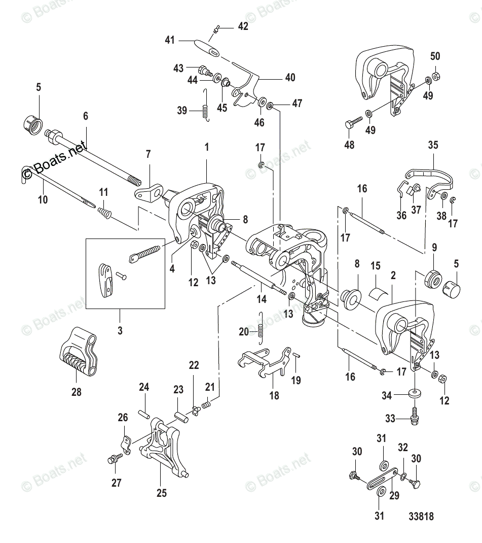 Mercury Outboard 20hp Oem Parts Diagram For Clamp Brackets, Manual Tilt 