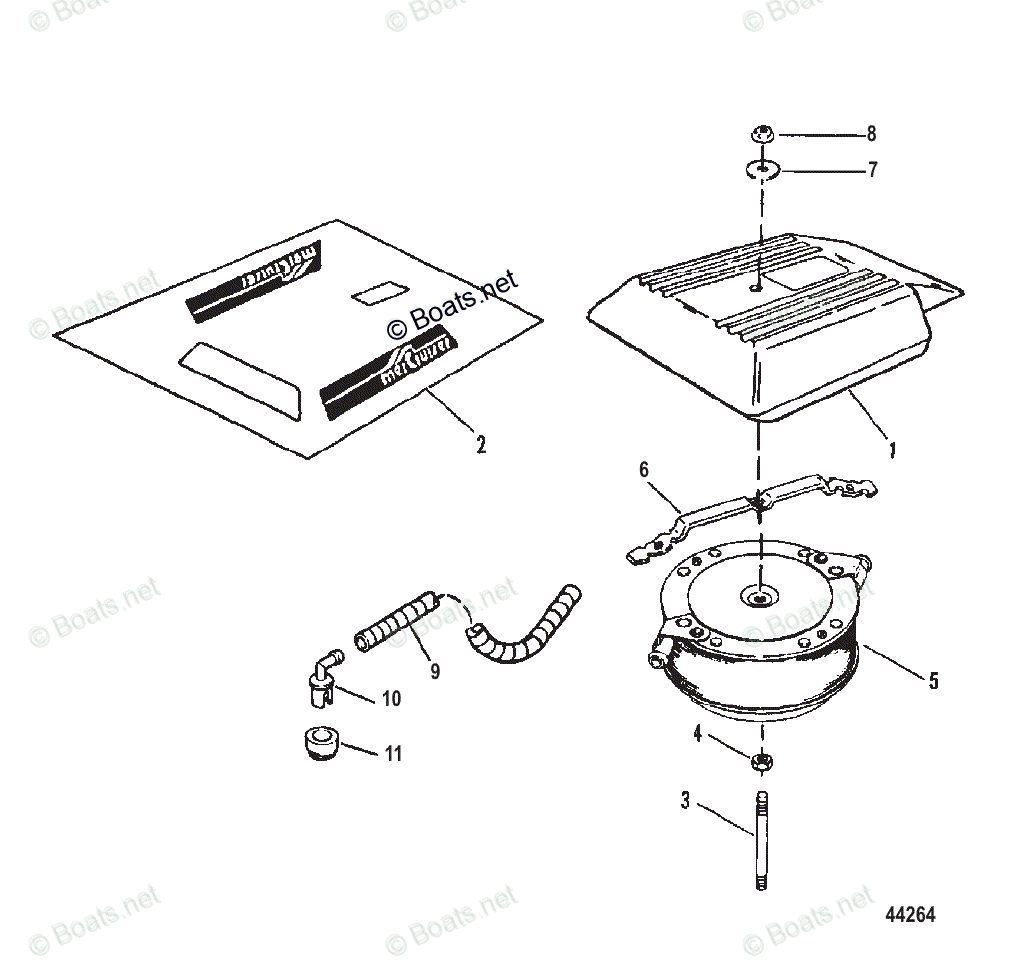 Mercruiser Inboard Gas Engines OEM Parts Diagram for Flame Arrestor