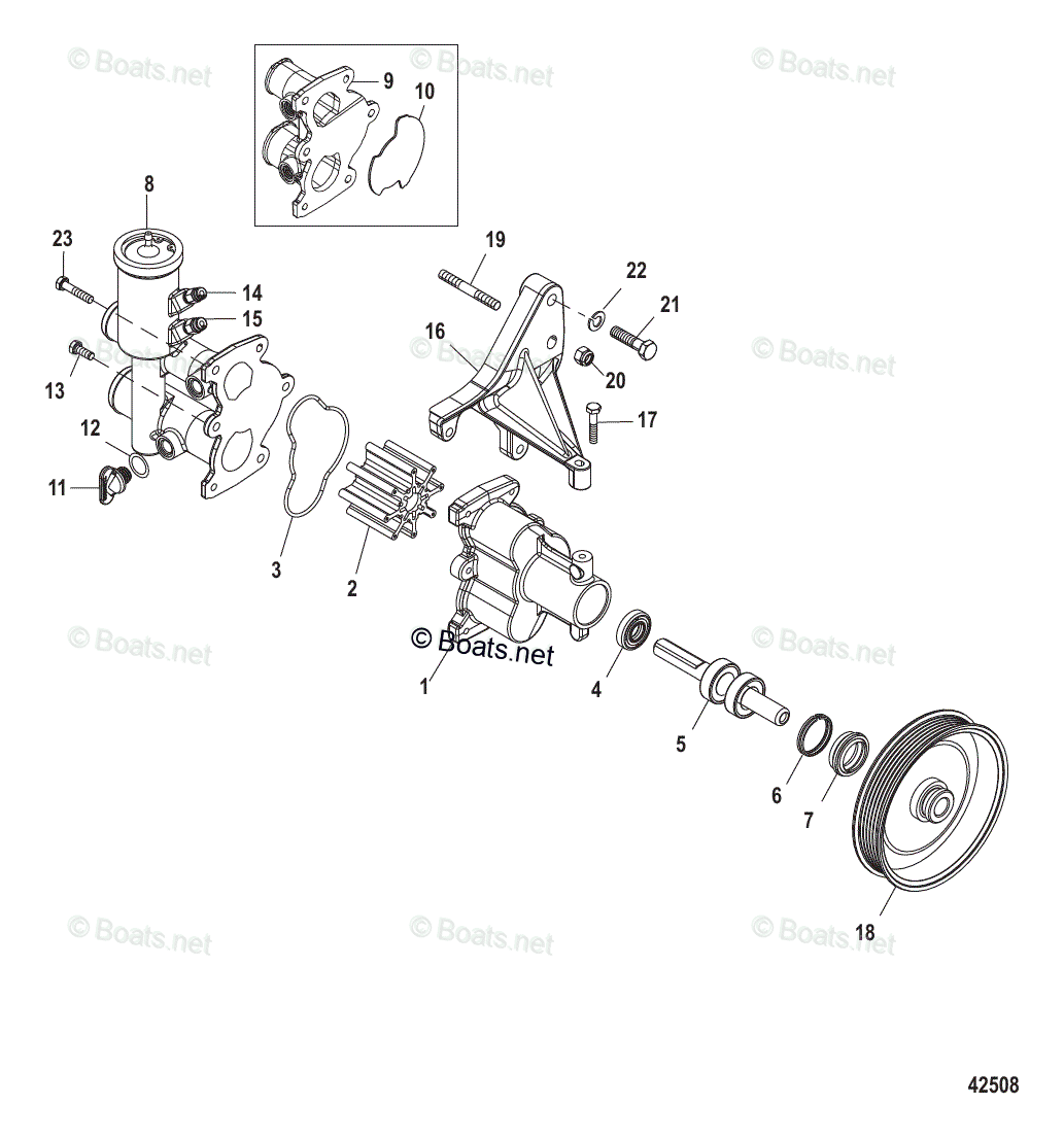 Mercruiser Inboard Gas Engines OEM Parts Diagram For Sea Water Pump ...