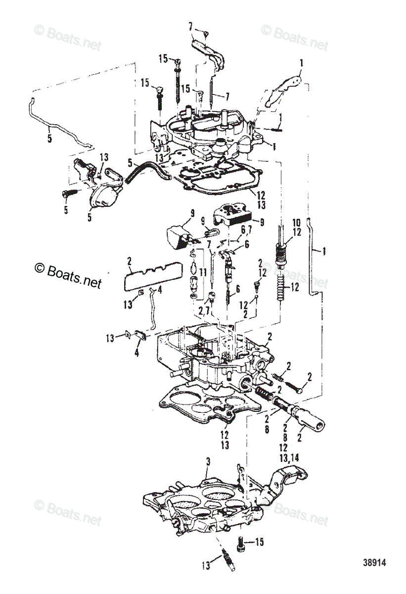 Mercruiser Inboard Gas Engines OEM Parts Diagram for CARBURETOR