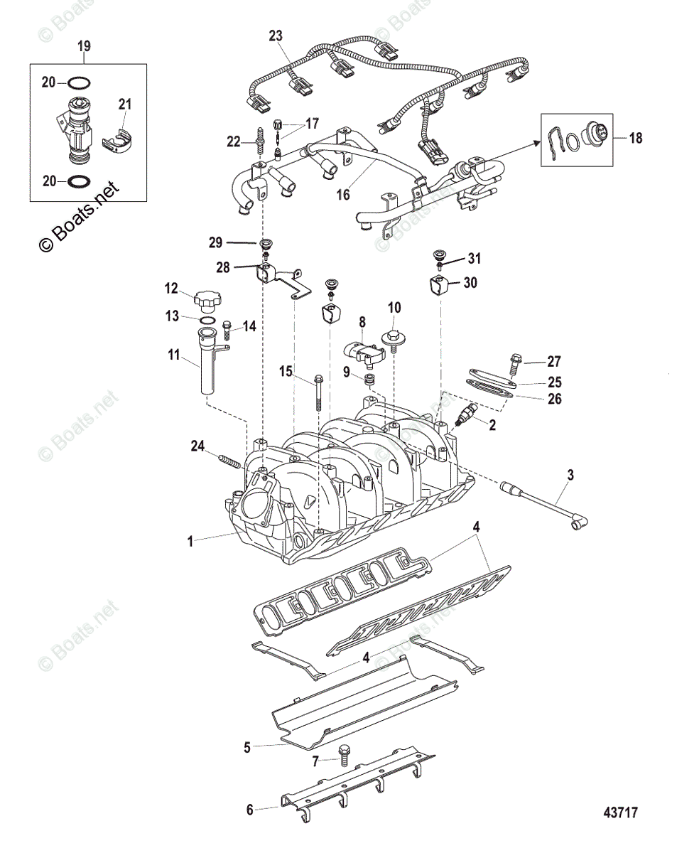 Mercruiser Inboard Gas Engines OEM Parts Diagram for INTAKE MANIFOLD
