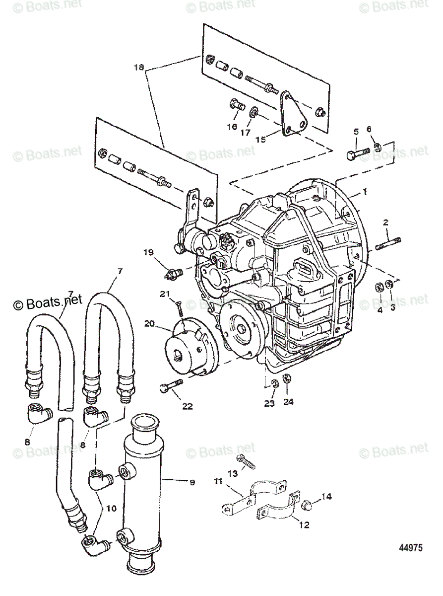 Mercruiser Inboard Gas Engines OEM Parts Diagram for TRANSMISSION AND